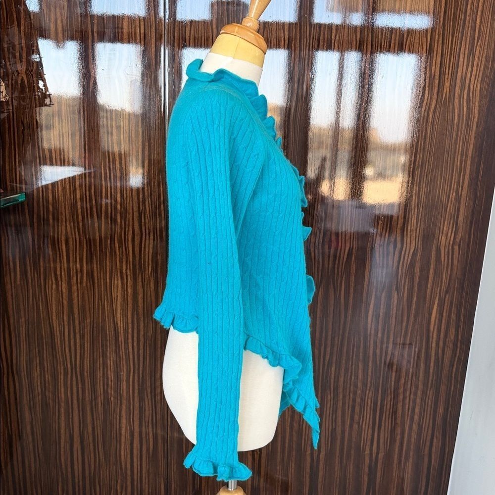 KIER + J Blue Ruffled Cardigan - Picture 4 of 5